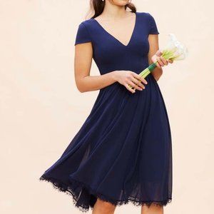 Dress The Population Corey Cap Sleeve Crepe Midi Dress